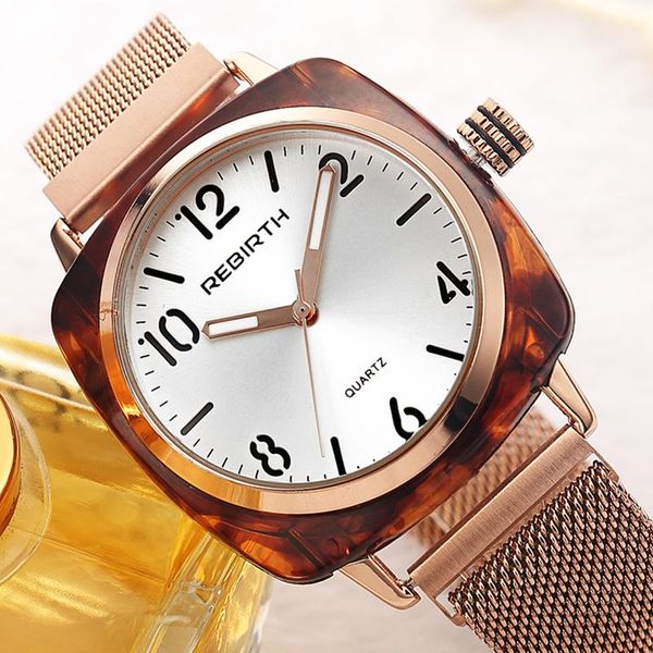 

wristwatches luxury square women wristwatch quartz minimalist elegant bracelet magnet mesh steel strap rhinestone watch retro female clock, Slivery;brown