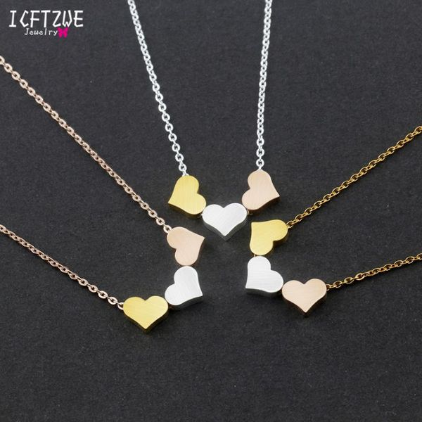 

pendant necklaces romantic love necklace for women 2021 stainless steel heart choker gold collars trendy charms, Silver