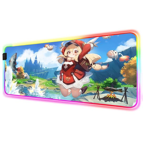 

mouse pads & wrist rests game genshin impact mousepad gamer girl mats deskcomputer pad pc mat gaming carpet xxl led lapanime