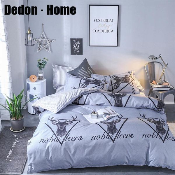 

bedding sets nordic deer cotton blend duvet cover pillow cases 3/pcs home textiles bed linen sheet soft quilt large size