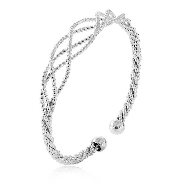 

twisting rope style hollow design metallic opening silver golden women bracelets & bangles bangle, Black