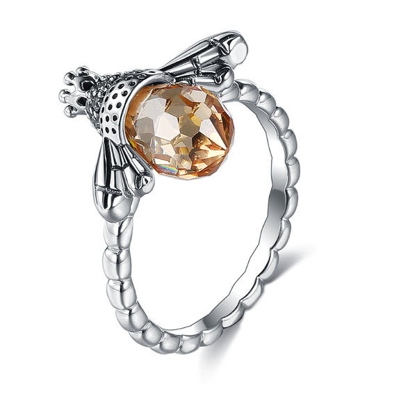

cluster rings zemior s925 sterling silver austria crystal bee lovely creative design fashion jewelry gift for girlfriend selling, Golden;silver