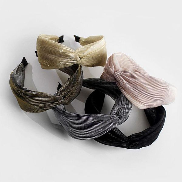

women girls mesh cross knot hairband shiny head band loop simple style hairbands1