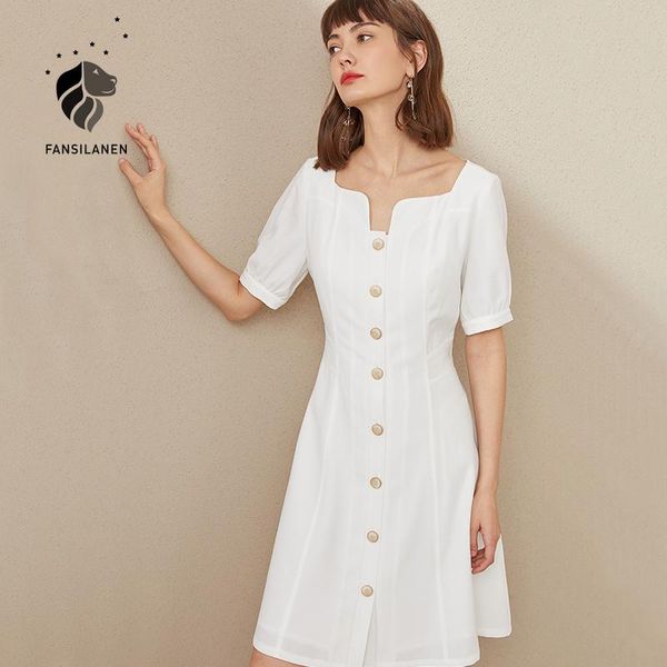 

white short button up shirt dress women sleeve summer elegant office female slim vintage black 2021 casual dresses, Black;gray