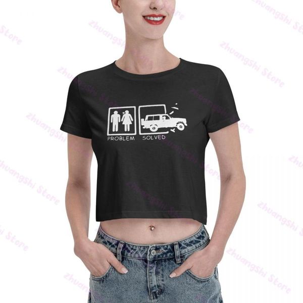 

women's t-shirt novelty car fans 4x4 funny fashion crop, White