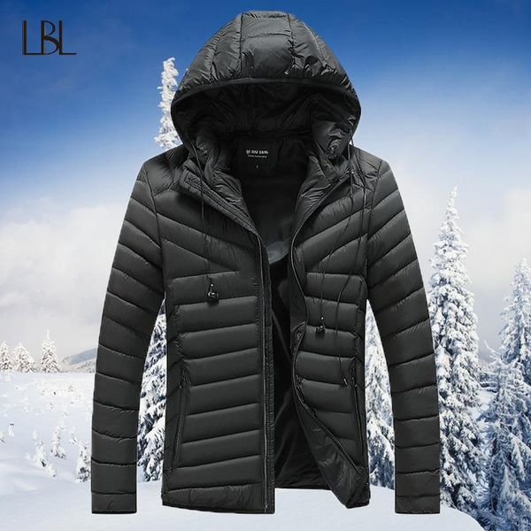 

men's down & parkas winter warm jacket men 2021 autumn thick hooded mens fashion casual slim coat male harajuku colorful outwear, Black
