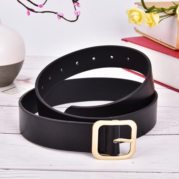 

belts fashion pu leather of women belt wide female square metal pin buckle for lady girdle, Black;brown