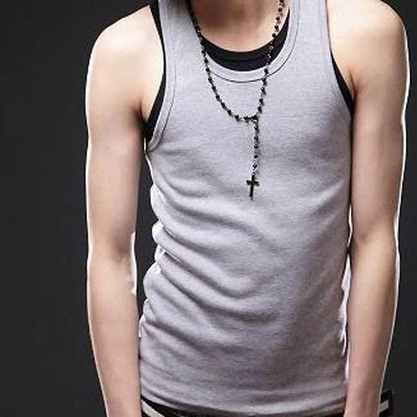 

Men' Tank Tops Vest Korean Sports And Fitness Solid Color Breathable Sleeveless Top Casual Slim Bottoming Summer 2OKN, White;black