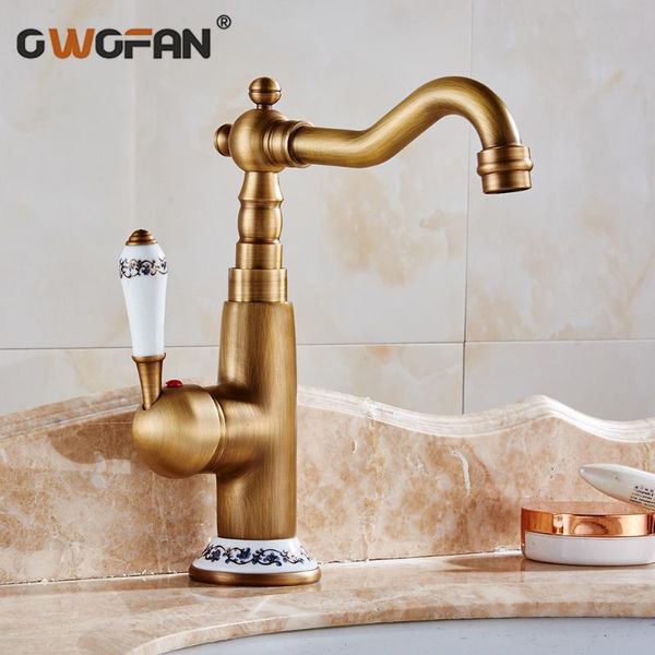 

bathroom sink faucets basin antique brass faucet swivel mixer water tap with porcelain handle home improvement owo-s79-314