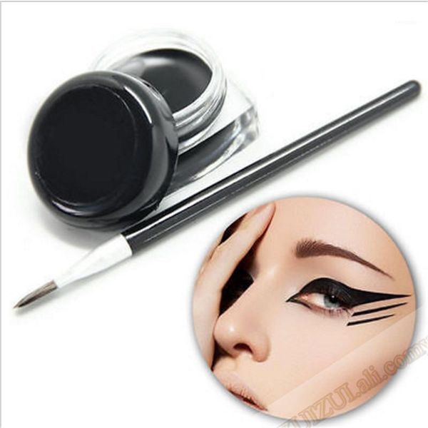 

wholesale- 1 set black waterproof eye liner eyeliner gel makeup long lasting with brush1