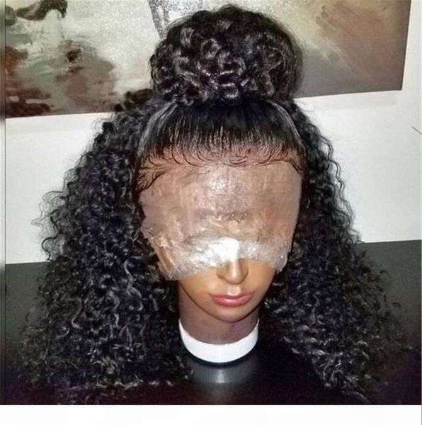 

high ponytail curly 360 frontal wig pre plucked with baby 180% density lace front human wigs for women brazilian virgin hair, Black;brown