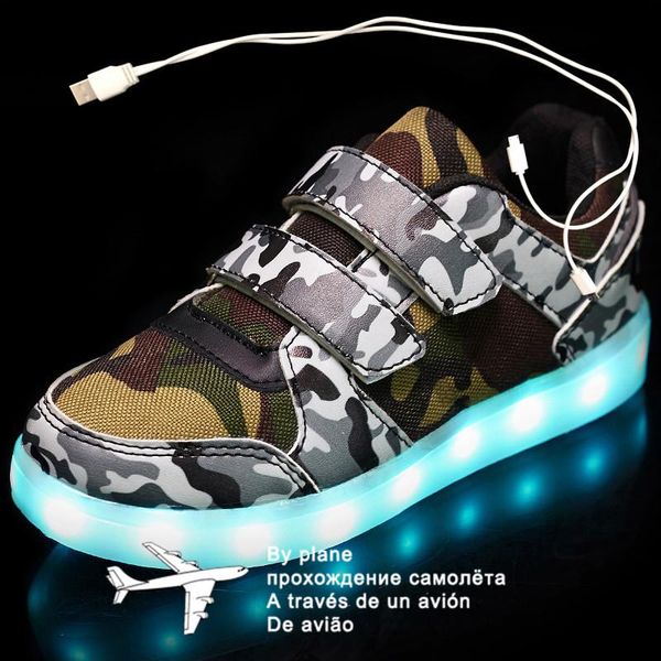 

athletic & outdoor fashion 25-37 led children's sneakers kids shoes usb charging lighted luminous boy/girls lights glow children, Black