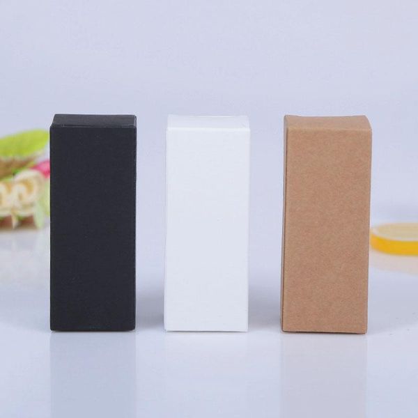 

50pcs 10ml/20ml/30ml/50ml/100ml white black kraft paper packaging box essential oils bottle cosmetics gift cardboard boxes tubes wrap