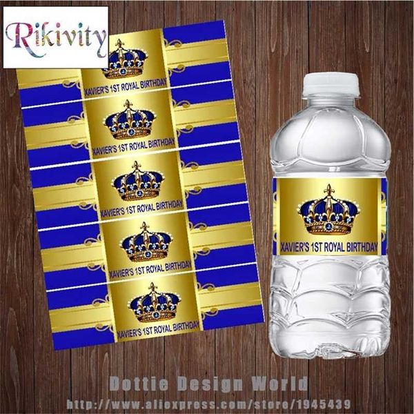 20 pezzi personalizzati oro principe ereditario compleanno bottiglia d'acqua etichette di vino candy bar wrapper ragazzi baby shower decorazione festa di compleanno 211122