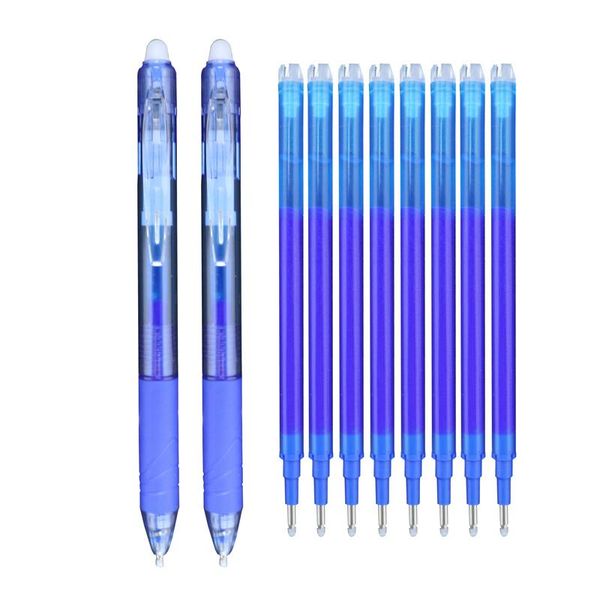 

gel pens 10 stks/partij 0.5mm magic uitwisbare pen druk set wasbare handvat refill staaf blauw/zwarte inkt school