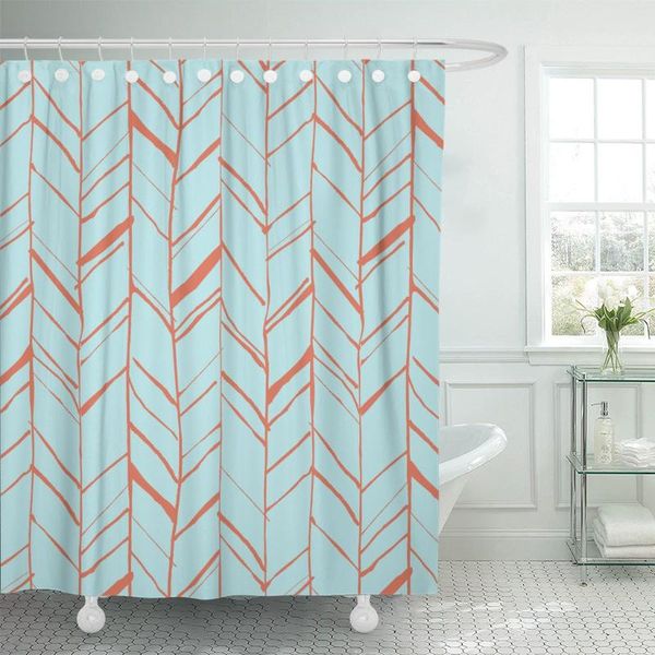 

shower curtains orange abstract creative herringbone pattern perfectly composition purposes blue curtain waterproof polyester fabric