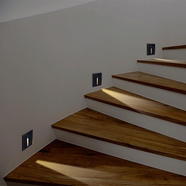

1pcs smart motion sensor night light led stair wall lamp recessed embedded round corner corridor hallway pathway
