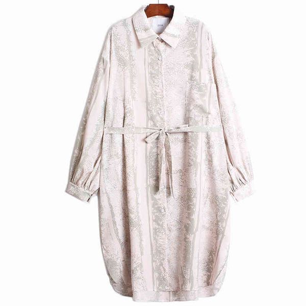 

single pocket retro floral print shirt spring turn down collar loose slim plus size dress for women 210421, Black;gray