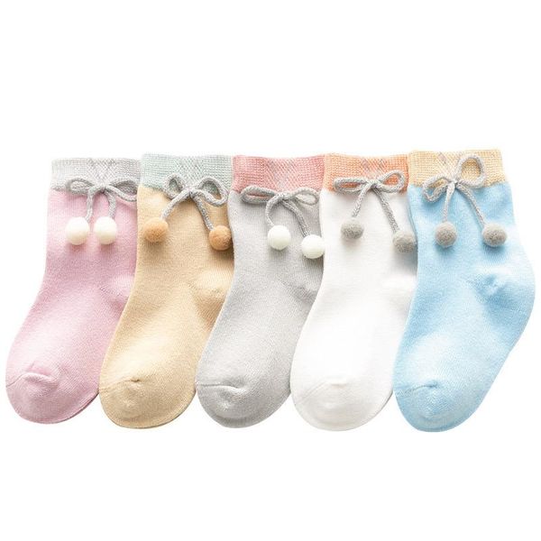

children's socks cotton deodorant sweat tube girls' warm sports five colors to choose from kids 5 pieces1 lot wz22, Pink;yellow
