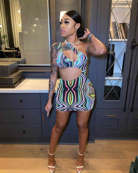 

factoryurl5 women's 2021 new bag open navel printed sleeveless dress, White;black