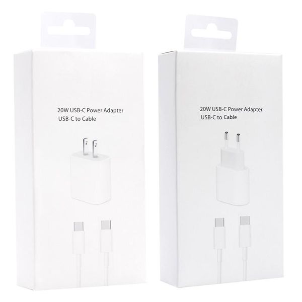 

20w pd charger cable kit usb-c power adapter iphone chargers type-c 18w data cables us eu plug for 13 12 11 pro max