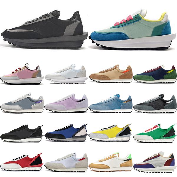 

men running shoes women sacai vaporwaffle triple black white nylon varsity blue green gusto outdoor sports walking shoe sneakers trainers