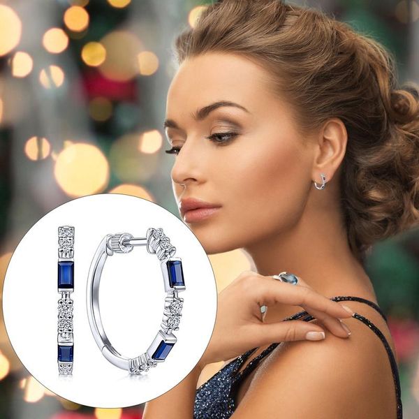 

hoop & huggie delicate small round earrings women blue crystal zircon elegant lady accessories party birthday gift fashion jewelry, Golden;silver