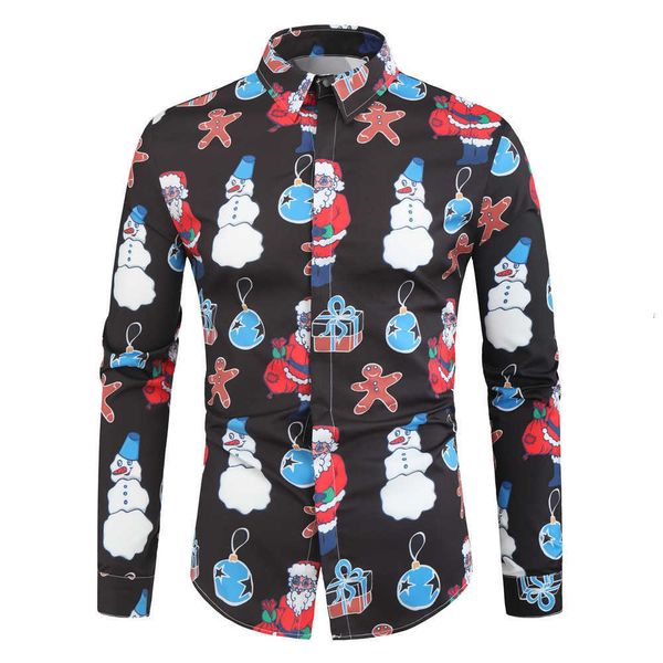 

men's casual shirts santa claus black snowman box pattern men mens christmas shirt male clothing 92mi, White;black