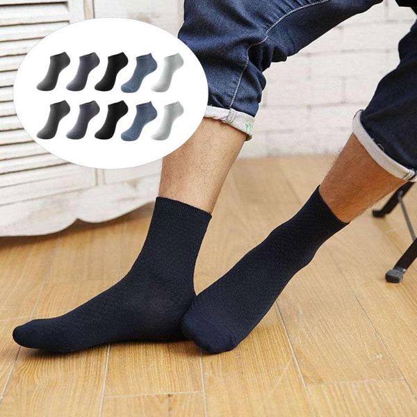 

men's socks 5 pairs/lot men bamboo fiber compression summer middle business casual mens low sock big size 40-44, Black