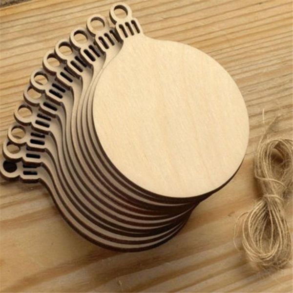 

party decoration 10pcs unfinished diy wooden round christmas bauble birch blank decorations gift tag craft shapes embellishments