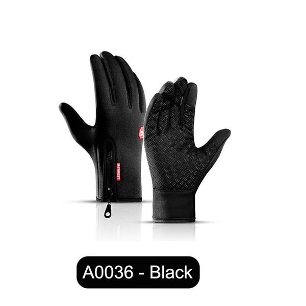 

cycling gloves outdoor winter full finger anti splash sports touch screen warm mountaineering and skiing, Black