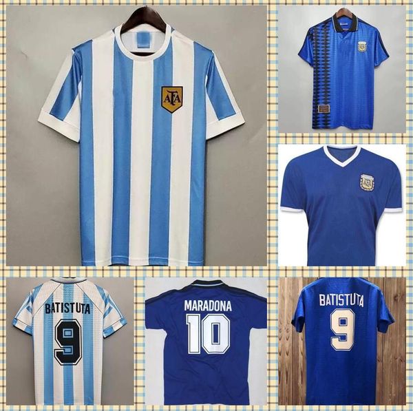 Argentina 1994 86 Retro 98 78 Jersey de futebol camisetas 10 #diego Maradona 7 # claudio caniggia 9 # gabriel batistuta futebol