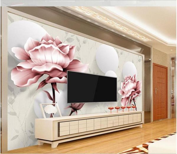 

wallpapers 3d wallpaper custom po mural living room embossed peony fashion painting sofa tv background for walls