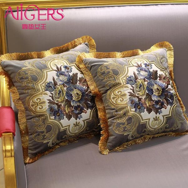 

avigers luxury velvet embroidery cushion cover flower pillowcase tassel pillow home decorative sofa chair bed throw cushion/decorative
