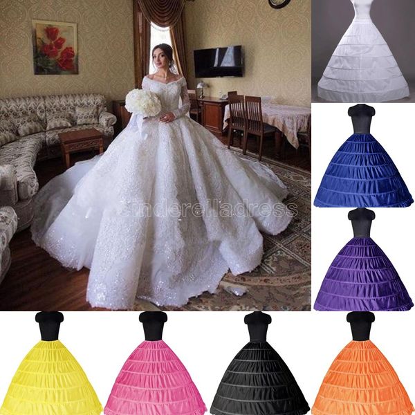 2022 Cheap Ball Gown 6 Hoops Petticoat Wedding Slip Crinoline Bridal Underskirt Layes Slip 6 Hoop Skirt Per Quinceanera Dress CPA206