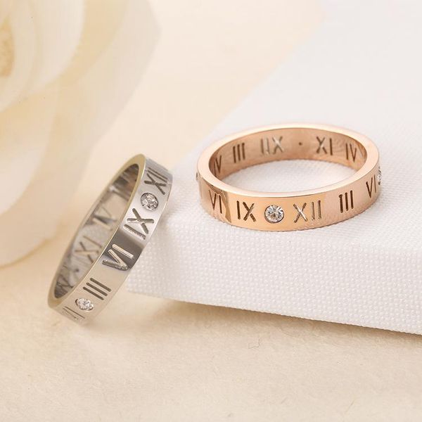 

wedding rings 2021 6 mm 316l stainless steel band ring roman numerals gold black cool punk for men women fashion jewelry lovers', Slivery;golden