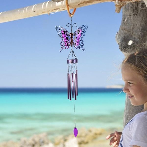 

solar lamps hollow butterfly wind chime lamp creative wrought iron led outdoor garden art landscape