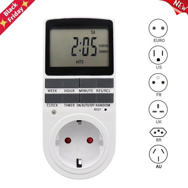 

electronic digital timer switch 24 hour cyclic eu uk au us br fr plug kitchen outlet programmable timing socket 220v timers