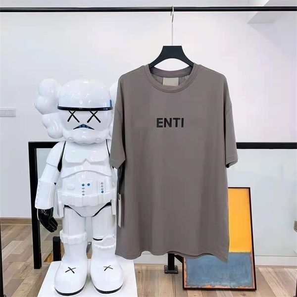 

early spring 2021 new simple casual ess double line letter printed short sleeve t-shirta, White