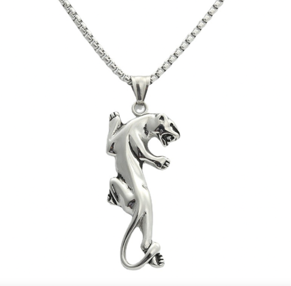 

pendant necklaces domineering punk jewelry, retro accessories, stainless steel tiger necklace, titanium animal men chain, Silver