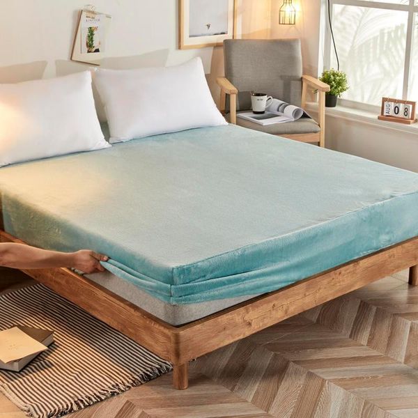 

flannel elastic sheet single queen king size soft drap de lit for winter velvet bed warm fleece sheets & sets