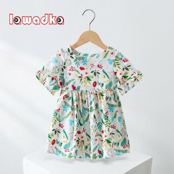 

lawadka summer short sleeve baby girls dresses floral print kids girl clothes fashion sundress for children's clothing girl's, Red;yellow
