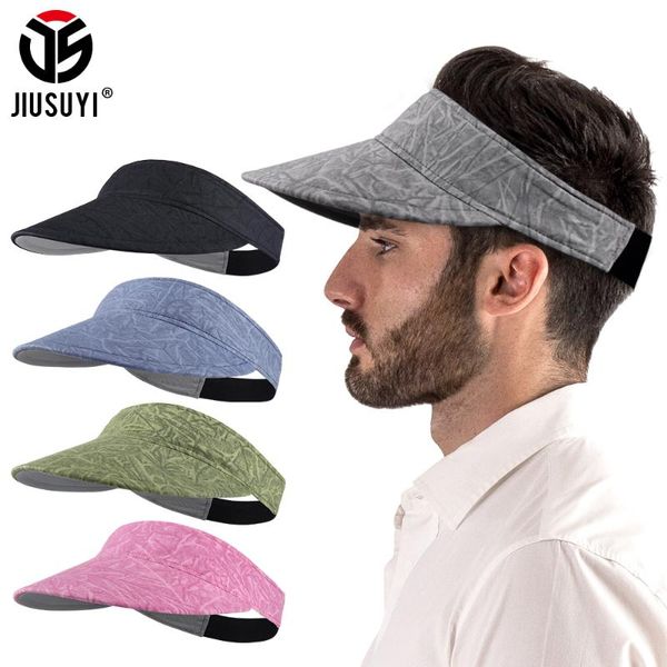 

outdoor sports visor hats summer running hiking golf hip hop empty cap sun uv protection breathable hat men women fashion wide brim, Blue;gray