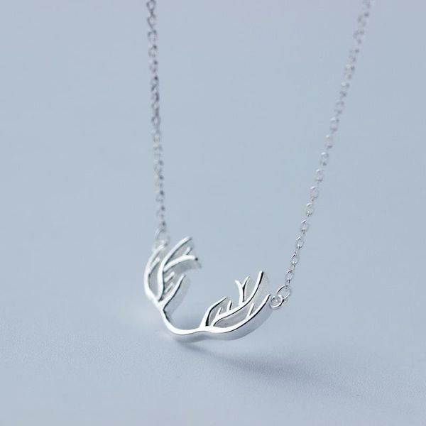 

pendant necklaces sanlan 1pcs deer necklace elk antler jewelry, Silver