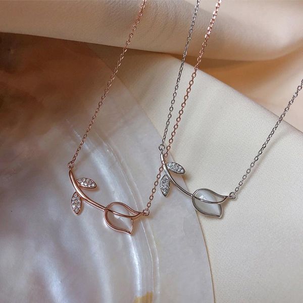 

korean opal flower charm statement pendant necklace for women girl female simple clavicle link chain jewelry gifts 1pcs necklaces, Silver