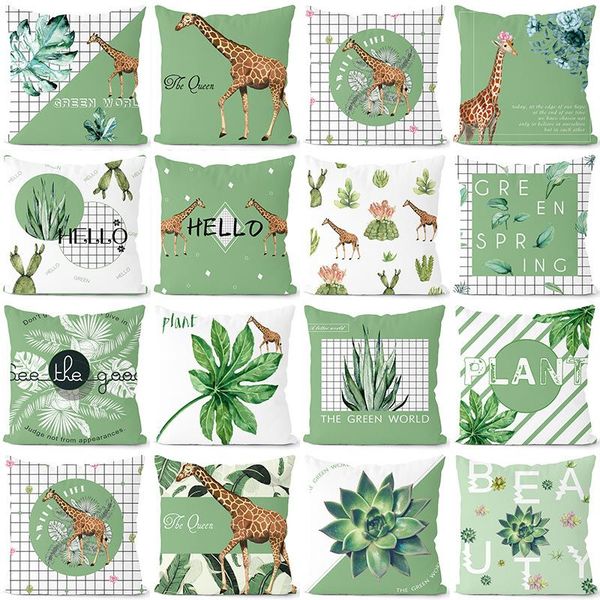 

cushion/decorative pillow summer green small fresh plant giraffe pillowcase decorative home sofa car party cushion covers 45*45cm throw cove