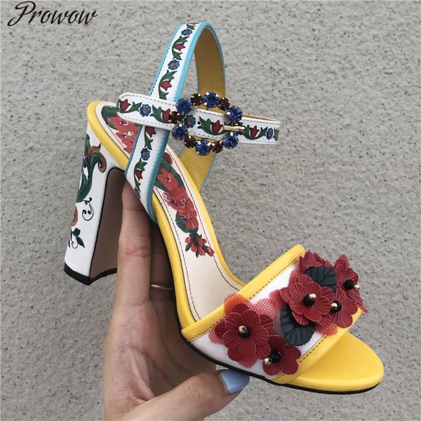 

rome shoes woman retro sandals flower print sandalias mujer crystal zapatos de peep toe ladies tide chaussures femme dress, Black