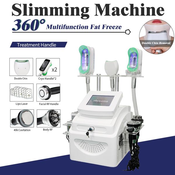 

2021 professional 360 cryo fat e cool slimming machines rf 40k cavitation for body arm and double chin treatment