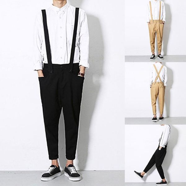 

men's pants 2021 arrival fashion harajuku style personality hip hop nine-cent bib ropa de otono drop 20, Black