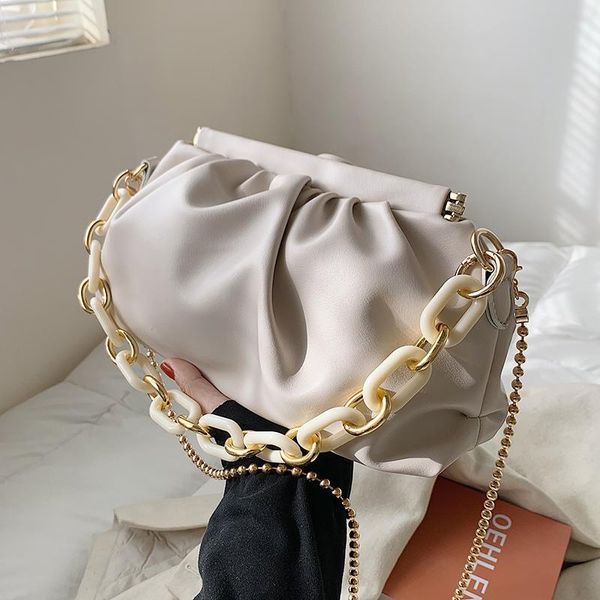 

evening bags folds design small simple pu leather shoulder crossbody bag for women 2021 summer chain handbags and purses travel clutch phone